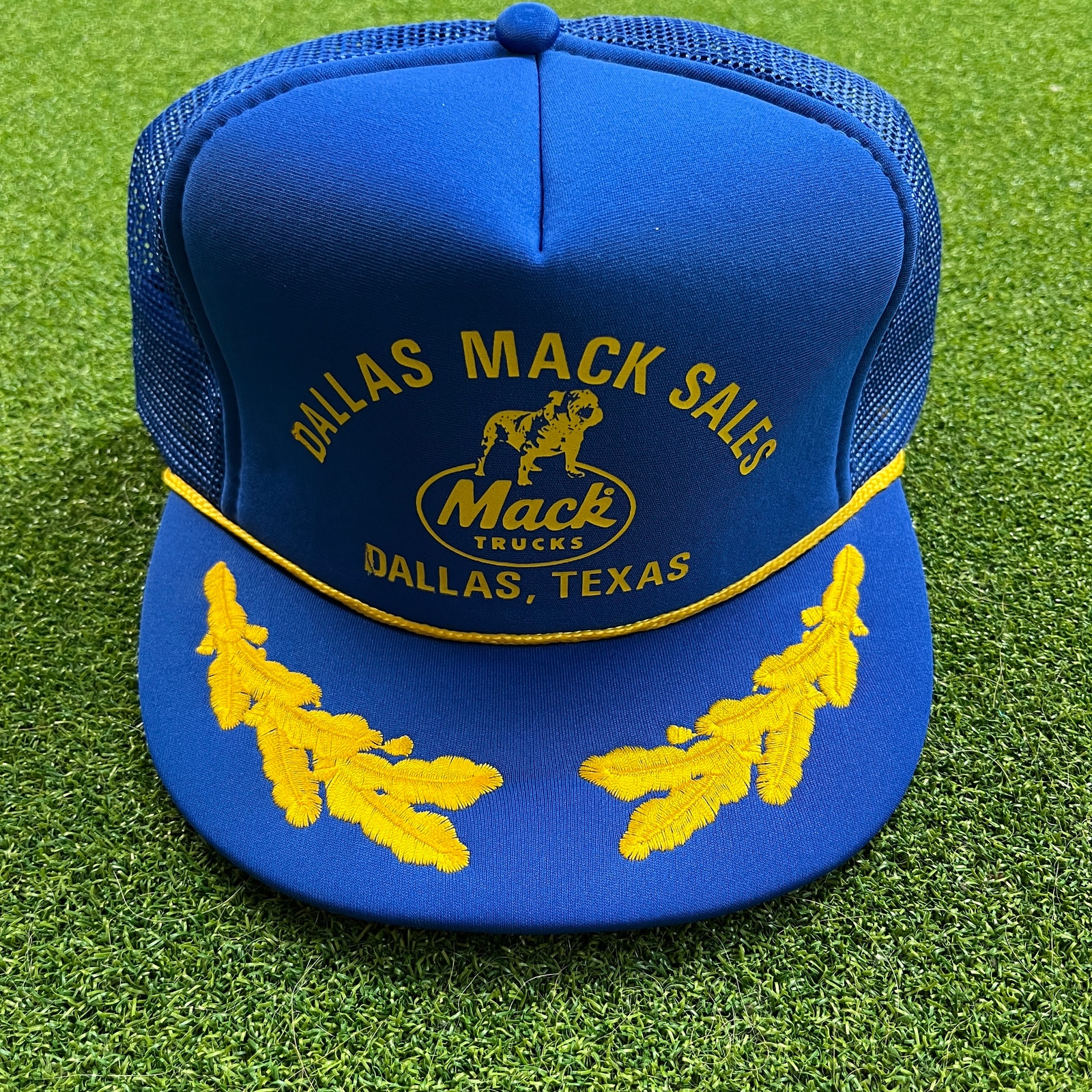 Vintage Nissin Mack Trucks Dallas Texas Snapback Trucker Hat Leaf Brim Usa
